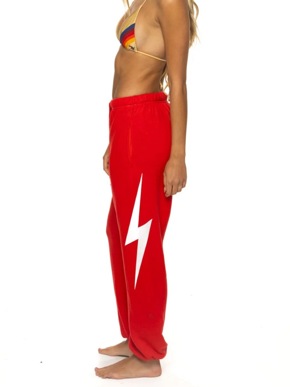 Aviator Nation Red/White Bolt Print Unisex Sweatpants XL